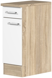 Flex-Well Unterschrank Küchenunterschrank - 30 cm breit - Weiß Sonoma Eiche – Salerno