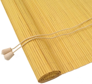 vidaXL Rollo mit Vorhängen Gelb 110 x 220 cm Bambus 42006871