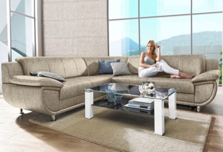 TRENDMANUFAKTUR Ecksofa Rondo wahlweise mit Schlaffunktion, 267x247 cm (BxT), breite Armlehnen, L-Form, wahlweise mit Federkern bestellbar, Füße chromfarben