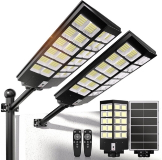 Rhein Beleuchtung LED Solarleuchte 3000W Solarlampen für Außen – Solarlampen für Außen hängend Spotlight, Solarlampen für außen mit Timer, LED fest integriert, 7000K kaltweiß, 120000 lm – Solarleuchten für Außen & Wegeleuchten Außen IP67