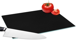 MuchoWow Schneidebrett Schwarz - Einfarbig, Glas, Schneidebrett Glas, Küchenbrett, Rutschfest, 28x20 cm