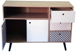 Sideboard, 3 Schubladen, 2 Türen, 1 offenes Fach - 106,5 cm x 39 cm x 77 cm
