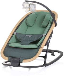Chipolino Babywippe Senso Holzoptik Spielbogen Kopfstütze 3-Punkt-Gurt faltbar grün