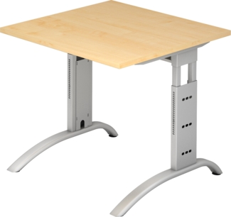 bümö manuell höhenverstellbarer Schreibtisch 80x80 cm in Ahorn - PC Tisch höhenverstellbar & klein, höhenverstellbarer Tisch Büro, kleiner Computertisch verstellbar, F-Serie, FS-08-3-S