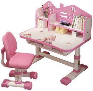 Rutaqian Tischsitz Kinderschreibtisch Stuhl Set Höhenverstellbar mit Schubladen, Rosa, (2-tlg), Kinderschreibtisch, Speicherdesign der Desktoppartition
