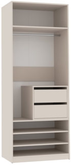 Marmex Möbel TRES SET 14C offener Modulschrank, Kleiderschrank mit Einlegeböden, Schubladencontainer, laminierte Spanplatte, graubeige cashmere, 80x206x51 cm