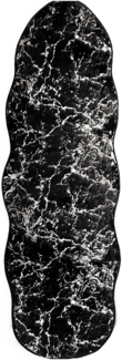 Trendmax Badematte mit Marmormotiv Rutschfest Waschbar mit wellige Umrandung Schwarz/Silber