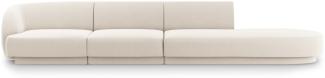Micadoni 4-Sitzer Rechts Samtstoff Sofa Miley | Bezug Light Beige | Beinfarbe Black Plastic
