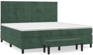vidaXL Boxspringbett mit Matratze Dunkelgrün 200x200 cm Samt 3137866