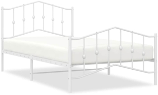 vidaXL Bettgestell mit Kopf- und Fußteil Metall Weiß 100x200 cm 373851