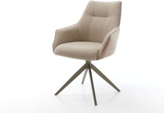 Drehstuhl Alja-Flex mit Armlehnen Materialmix Schlamm Kreuzgestell breit Effektfinish Titan 360° drehbar Wippfunktion Taschenfederkern