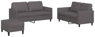 vidaXL 3-tlg. Sofagarnitur mit Kissen Grau Kunstleder 3201757