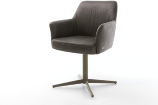 Drehstuhl Xana-Flex mit Armlehnen Mikrofaser Anthrazit Vintage Fußkreuz Effektfinish Titan 360° drehbar Taschenfederkern