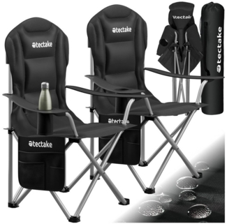 tectake Campingstuhl Gepolsterter Campingstuhl (Komplettset, 2 St), Inklusive Getränkehalter, Seitentasche und Tragetasche