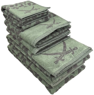 Sansibar Sylt Handtuch Set "LEO" hochwertiges Handtuchset Nr. 2 mit modernem Design, Baumwolle (6-St), 100% Baumwolle, langlebig, saugstark, leicht gezwirnt