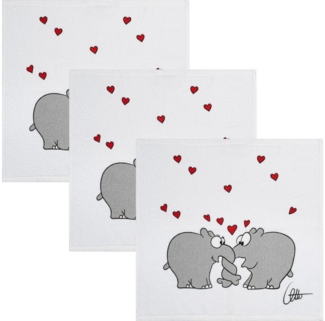 Kracht Geschirrtuch Frottier-Geschirrtuch "Ottifant" 3er-Pack, Baumwolle Motiv