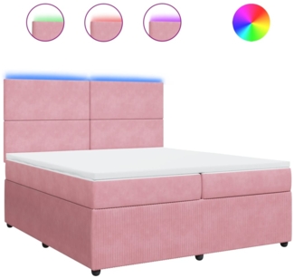 vidaXL Boxspringbett mit Matratze Rosa 200x200 cm Samt 3294729