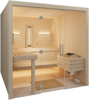 Infraworld Gracil Complete Multifunktionssauna mit Infrarotstrahler in Espe 210 x 210 x 210 cm