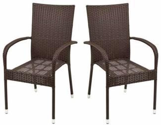 2x Wicker Stapelstuhl braun Gartenstuhl Terrassenstuhl Gartensessel stapelbar