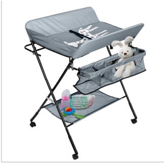 Clanmacy Wickeltisch Wickeltisch,Wickelkommode Reisewickelkommode Mit Rollen,Dunkelgrau