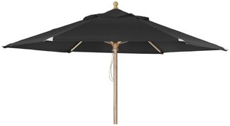 Sonnenschirm Reggio aus Buchenholz und Polyester, modern skandinavisch, schwarz, Ø 300 cm
