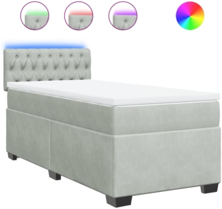 vidaXL Boxspringbett mit Matratze Hellgrau 80x200 cm Samt 3288468
