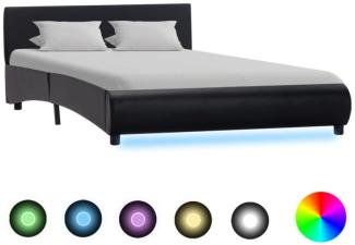 vidaXL Bettgestell mit LED Schwarz Kunstleder 140x200 cm, Mit Beleuchtung [285483]