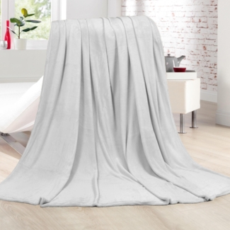 Kuscheldecke Cashmere Touch 200x220 cm ( Silber ) Flauschige Wohndecke für Sofa, Couch und Bett, Tagesdecke OEKO-TEX - Sofaüberwurf