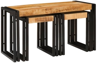vidaXL Nestingtisch 3 pcs Massives raues Mangoholz und ein Metall 4104730