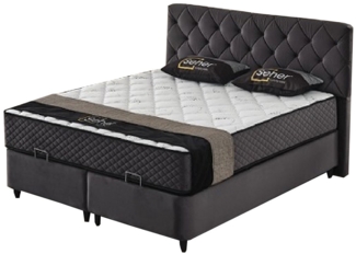 Boxspringbett Undine / Urbino , Stoff , Anthrazit , 196 x 126 x 212 cm