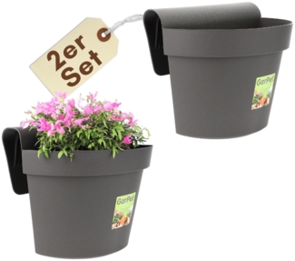 2er Set Geländertopf Balkon mit Wasserspeicher Blumentopf Zaun Blumenkasten Geländer Geländerkasten Balkontopf Balkonkasten