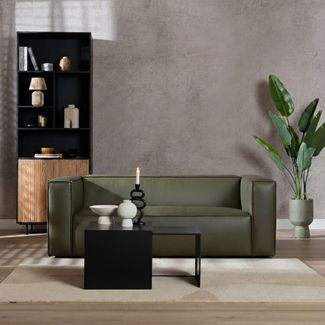 Bronx71 Ledersofa Memphis 2,5-Sitzer olivgrün