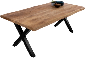 Esstisch Baumkante massiv Mango 180 x 90 X-Gestell schwarz CALI 140107694