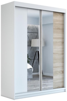 Schwebetürenschrank NEO 2-türig Schrank 180 cm. (mit Spiegel) Farbe: Weiß , sonoma