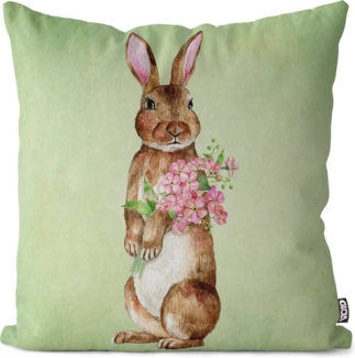 VOID Kissenbezug, (1 Stück), Hase Osterhase Blumenstrauss 40x40 Sofakissen Polyester Kissen Gesche