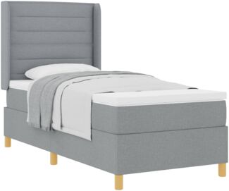 vidaXL Boxspringbett mit Matratze Hellgrau 90x200 cm Stoff 3341749