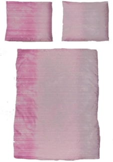 KH-Haushaltshandel Bettwäsche 2-tlg. Baumwoll Seersucker Bettwäsche, 135 x 200 + 80x80cm, Seersucker, 2 teilig, himbeere grau weiß, melierte Querstreifen, 100% Baumwolle, bügelfrei