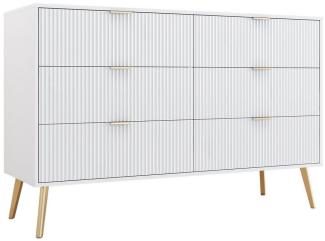 Flieks Kommode, Schrank Sideboard mit vergoldeten Beinen und 6 Schubladen, 120x40x78cm