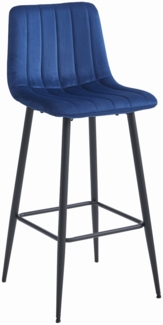 Valora POZZA Hocker, marineblauer Samt, schwarze Beine