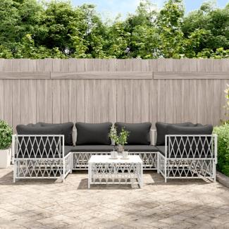 vidaXL 7-tlg. Garten-Lounge-Set mit Kissen Weiß Stahl