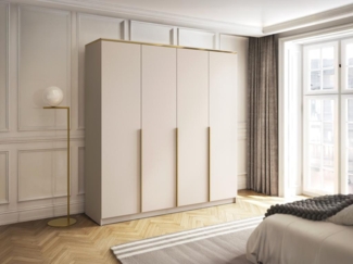 Vente-unique - Kleiderschrank mit 4 Türen - 200 cm - Beige & Goldfarben - VUKIA von Pascal Morabito