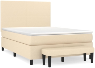vidaXL Boxspringbett mit Matratze Stoff Creme 140x200 cm, Härtegrad: H2 [3136442]