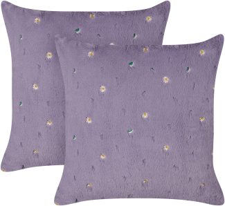 Kissen 2er Set Blumenmuster LAVATERA 45 x 45 cm Violett