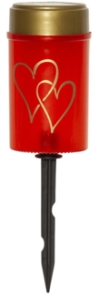 Star Trading Solarkerze Hearty, Erdspieß, Außenbereich, Grabkerze, Kerze, Dekoration, Rot, Solar, Warmweiß, 12 cm