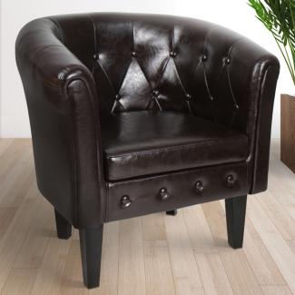 MIADOMODO® 2er-Set Chesterfield Sessel mit Rautenmuster, Holz/Kunstleder braun