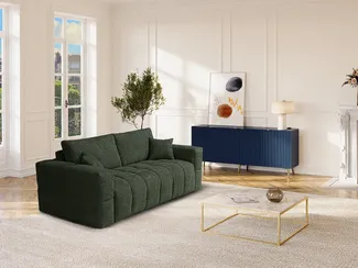 Vente-unique - ISSORO Sofa Stoff Grün - B 105 cm x H 90 cm x L 215 cm