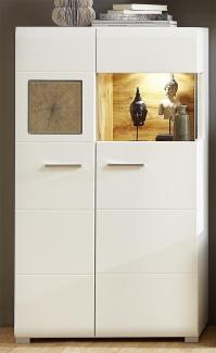 Vitrine >Kathlin< in Weiß/Matt aus Metall - 80x139x37cm (BxHxT)