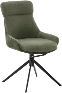 2er Set Esszimmerstuhl Pelion, 360° drehbar - Olive / Schwarz