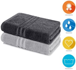 Lavea Saunatuch Set Saunahandtuch 80x200 cm Elena Frottee, Sauna-Handtücher, 100% Baumwolle (Set, 2-St), 500 g/m² Frottier, weich & saugstark, pflegeleicht