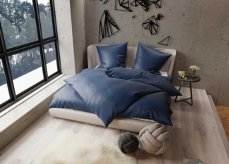 TENCEL™ Lyocell Bettwäsche dunkelblau Garnitur 135x220 + 80x80